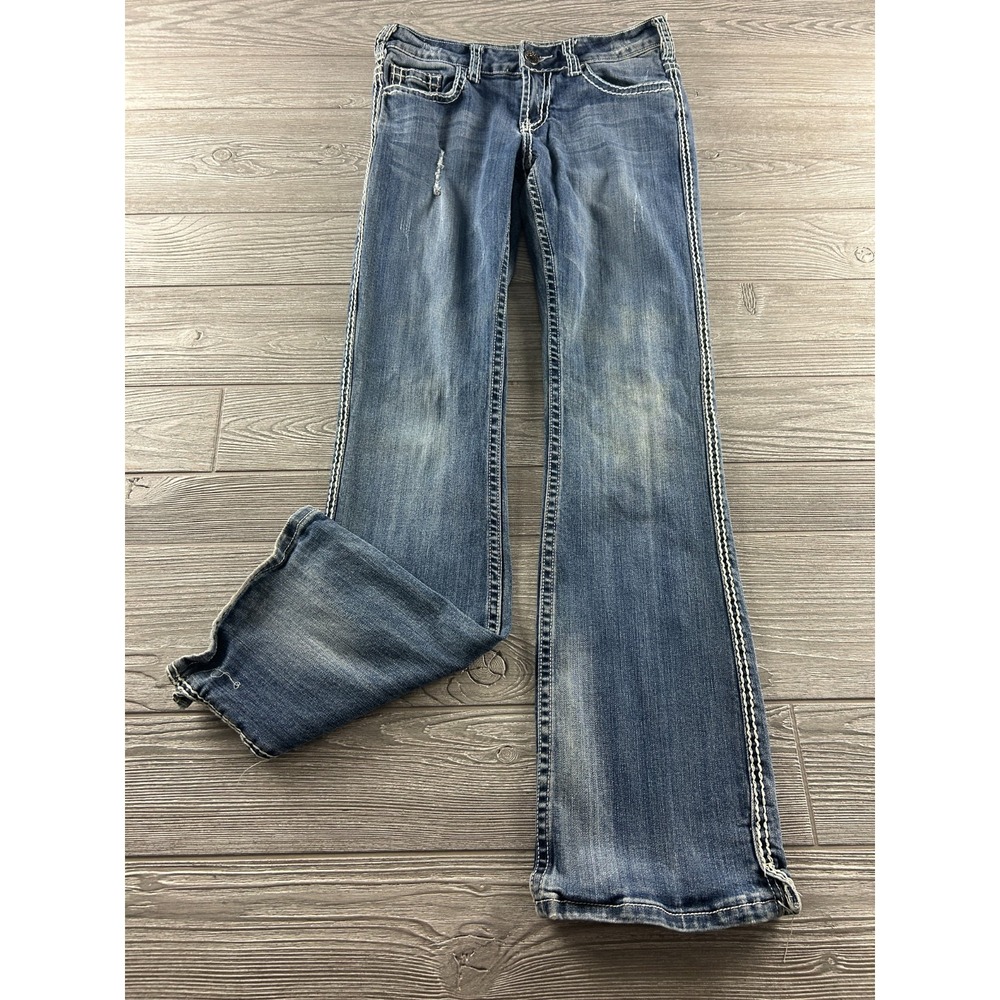 Cowgirl Tuff Co DFMI Cream Bootcut Jeans Size 27X33 Western Wire Pockets Denim